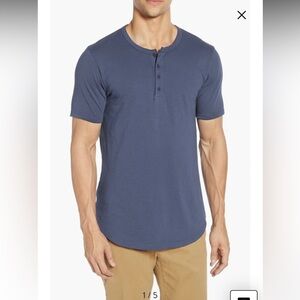 Goodlife Sunfaded Slub Scallop Henley in Navy